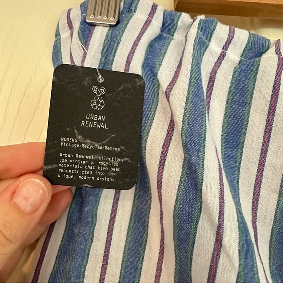 NWT UO Urban Renewal Remade Multi Stripe Snap Front Shirting Mini Skirt - Picture 7 of 14